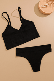 Black seamless breathable lingerie set 